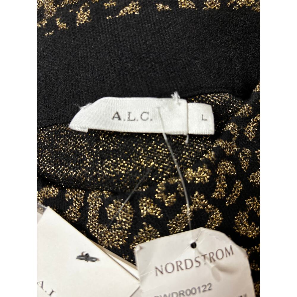 A.L.C. NWT Mahry Dress Size L Black & Gold 3/4 Sleeves Bodycon Cocktail Evening - Picture 6 of 9